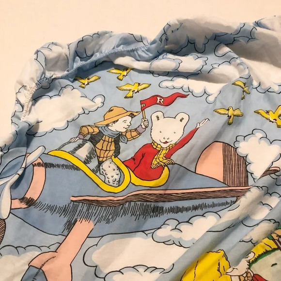 Vintage 1990 Rupert Bear Single  Fitted Bed Sheet Express Newpapers 77 x 32 - Picture 14 of 15